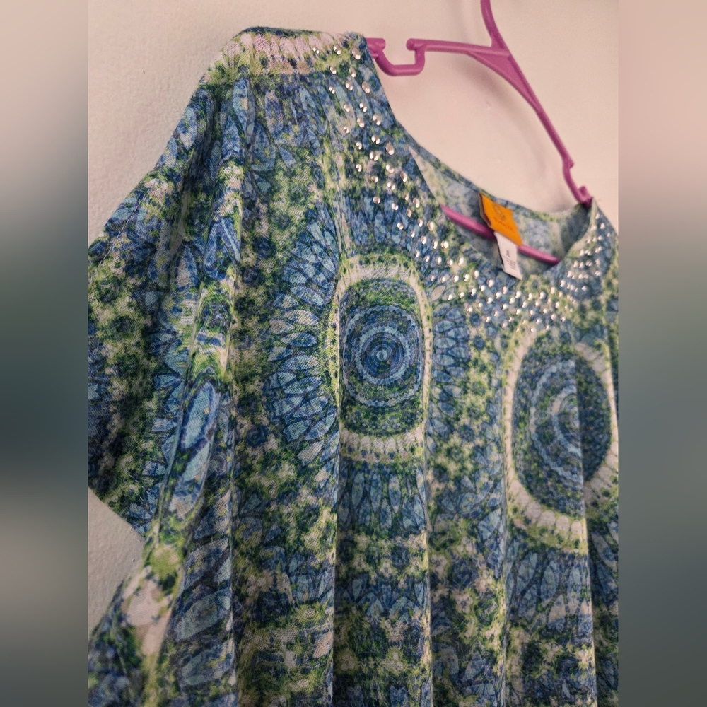 Ruby Road Green And Blue Design Top - Picture 4 of 5